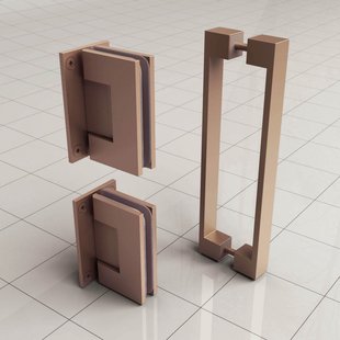 Scharnierset + Hendel tbv Nisdeur Wiesbaden Zonder Profiel Geborsteld Koper OP = OP