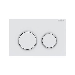 Drukplaat Geberit Omega 20 voor 2-toets Spoeling Glansverchroomde Ringen Mat Wit
