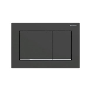 Drukplaat Geberit Omega 30 voor 2-toets Spoeling met Glansverchroomde Designstroken Mat Zwart