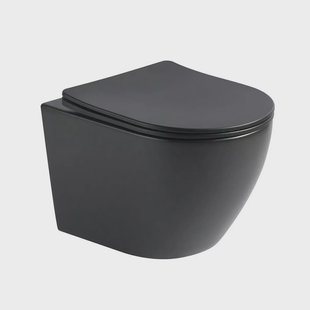 Wandcloset Sanilux Color Line Rimless 49x37x37 CM Met Slim Flatline Softclose Zitting Mat Zwart