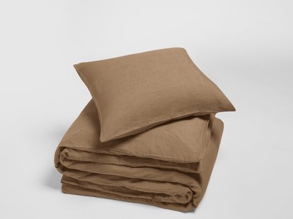 Yumeko Dekbedovertrek gewassen linnen hazel 140x220 + 1/60x70 100% gewassen linnen
