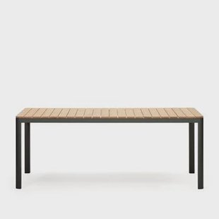 Kave Home - Bona 100% buitentafel in massief teakhout en aluminium met