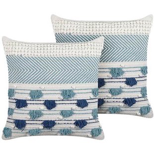 Beliani - DATURA - Sierkussen set van 2 - Wit - 45 x 45 cm - Katoen Beliani - DATURA - Sierkussen set van 2 - Wit - 45 x 45 cm - Katoen