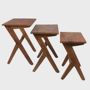 Clayre & Eef Bijzettafel Set van 3 54x35x51 cm Bruin Hout Rechthoek Clayre & Eef Bijzettafel Set van 3 54x35x51 cm Bruin Hout Rechthoek