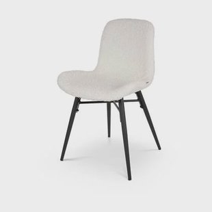 Nolon Nova-Fé Eetkamerstoel Teddy Wit - Stof - Zwarte Poten