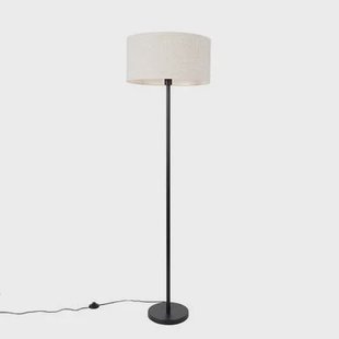 QAZQA Vloerlamp zwart met kap lichtgrijs 50 cm - Simplo