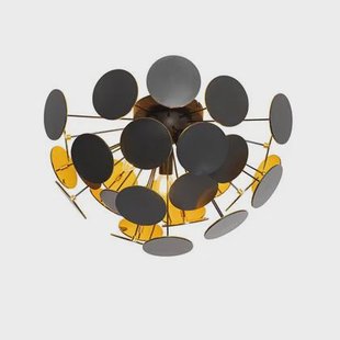 QAZQA Design plafondlamp zwart met goud 54cm 3-lichts - Cerchio