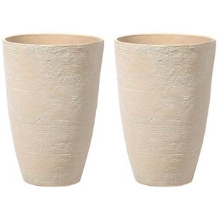 Beliani - CAMIA - Bloempot set van 2 - Zandbeige - 43 cm - Stenenmix
