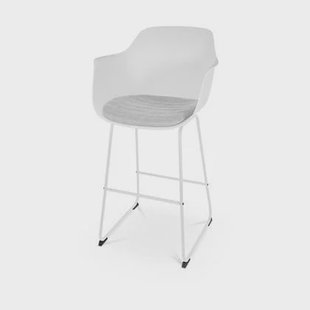 Nolon Nino-Liz Barkruk Wit - Lichtgrijs Kussen - Wit Frame - 75 cm