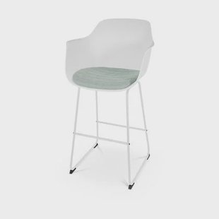 Nolon Nino-Liz Barkruk Wit - Zacht Groen Kussen - Wit Frame - 75 cm