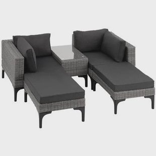 tectake® Wicker lounge Bellaria met aluminium frame - Grijs