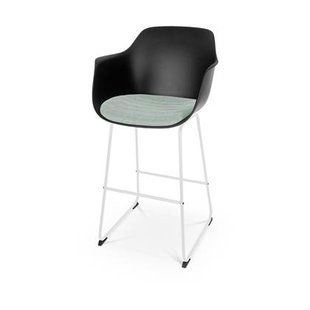 Nolon Nino-Liz Barkruk Zwart - Zacht Groen Kussen - Wit Frame - 75 cm