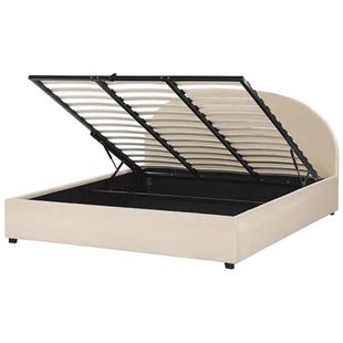 Beliani-VAUCLUSE -Tweepersoonsbed-Beige-180 x 200 cm-Polyester