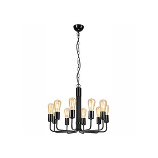 Lamkur Kroonluchter Malou, 10-lamps, zwart