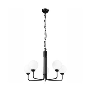 Lamkur Kroonluchter Malou met glazen kappen, 5-lamps