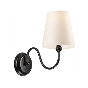 Lamkur Wandlamp Mary met stoffen kap, zwart/wit