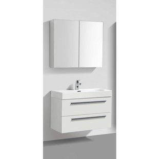 Badkamermeubelset Sanimar Barcelona 80 cm Inclusief Spiegelkast Wit Badkamermeubelset Sanimar Barcelona 80 cm Inclusief Spiegelkast Wit