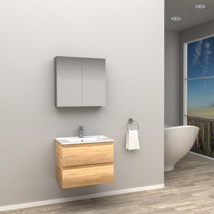 Badkamermeubelset BWS Sally 100 cm Twee Soft-Close Lades Licht Eiken