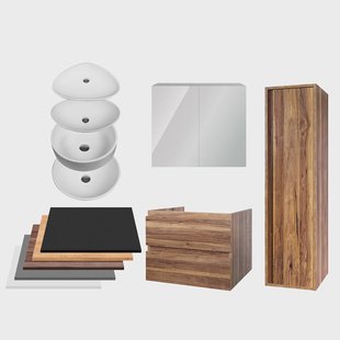 Badkamermeubelset BWS Sally 60 cm Twee Soft-Close Lades Met Waskom Eiken