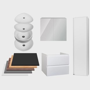 Badkamermeubelset BWS Sally 80 cm Twee Soft-Close Lades Met Waskom Hoogglans Wit