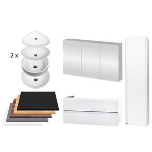 Badkamermeubelset BWS Sally 120 cm Twee Soft-Close Lades Met Waskom Hoogglans Wit