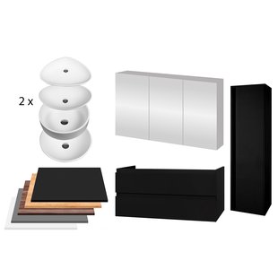 Badkamermeubelset BWS Sally 120 cm Twee Soft-Close Lades Met Waskom Mat Zwart