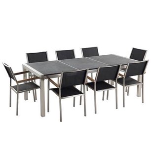 Beliani - GROSSETO - Tuinset voor 8 - Grijs|Zwart - Graniet
