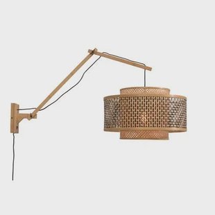 GOOD&MOJO Wandlamp Bhutan - Bamboe|Zwart - 95x50x55cm