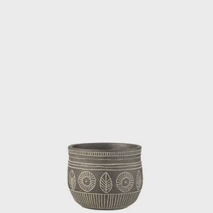 J-Line bloempot Fresco - cement - grijs - medium - Ø 18 cm