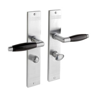 De Oude Deurklink Deurklink Retro geveerd mat nikkel op schild met wc slot 63/8 mm