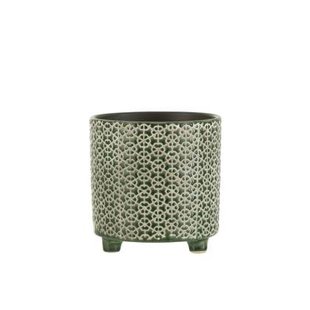 J-Line bloempot Bloem - keramiek - groen - large - Ø 16.5 cm