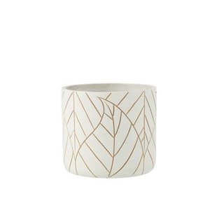 J-Line bloempot Blad - keramiek - wit|goud - large - Ø 19 cm J-Line bloempot Blad - keramiek - wit|goud - large - Ø 19 cm