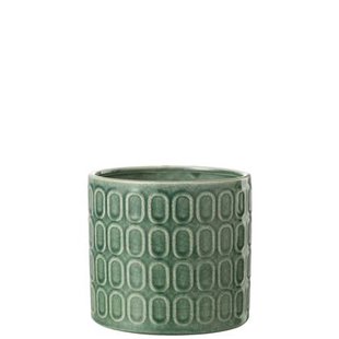 J-Line bloempot Ovaal Patroon - keramiek - groen - large - Ø 17 cm J-Line bloempot Ovaal Patroon - keramiek - groen - large - Ø 17 cm