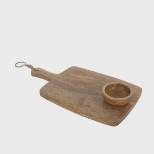 J-Line snijplank kom Mango - hout - naturel - small J-Line snijplank + kom Mango - hout - naturel - small
