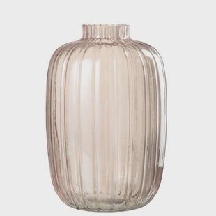 J-Line vaas Strepen - glas - roze - large - 30 cm hoog