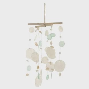 J-Line windgong Placuna Placenta schelp - steen - blauw|wit