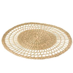 J-Line onderlegger Rond - zeegras - naturel - 6 stuks