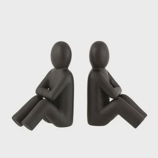 J-Line boekensteun P&apos;tit Maurice - kunststof - zwart - 2 stu