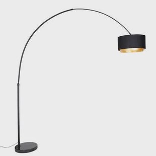 QAZQA Moderne booglamp zwart met duo kap zwart met goud - XXL