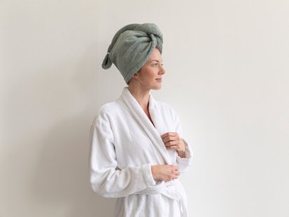 Yumeko Haarhanddoek terry sea green 100% biologisch en fairtrade katoen