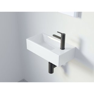 Riho Livit Tiny Wash fontein - 41x20.5x10.5cm - kraangat links - kunstmarmer wit W012002005