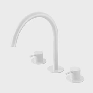 Wastafelmengkraan Hotbath Cobber 3 gats 2-hendel Gebogen 26.1 cm Mat Wit