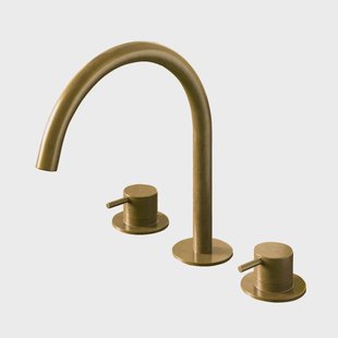 Wastafelmengkraan Hotbath Cobber 3 gats 2-hendel Gebogen 26.1 cm Geborsteld Messing Living Colours