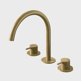 Wastafelmengkraan Hotbath Cobber 3 gats 2-hendel Gebogen 26.1 cm Geborsteld Messing PVD