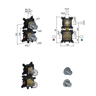 Douchethermostaat Hotbath Cobber Inbouw 2-weg Mat Zwart