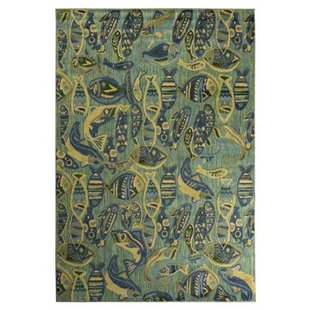 Boho&me Buitenkleed visjes - Verano blauw|groen - 160x240 cm