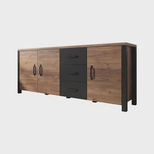 Meubella - Dressoir Olivia - Zwart - Eiken - 192 cm