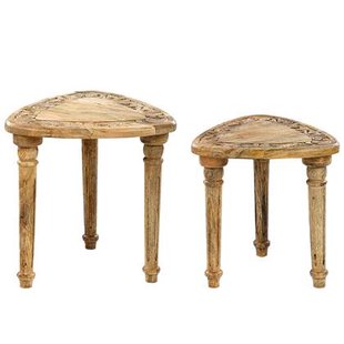 Beliani - SAORA - Bijzettafel set - Lichte houtkleur - Mangohout Beliani - SAORA - Bijzettafel set - Lichte houtkleur - Mangohout