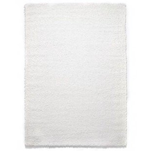 Tapeso Hoogpolig vloerkleed shaggy Trend effen - wit - 300x400 cm