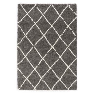 Boho&me Hoogpolig vloerkleed ruiten Artisan - grijs|wit - 160x230 cm